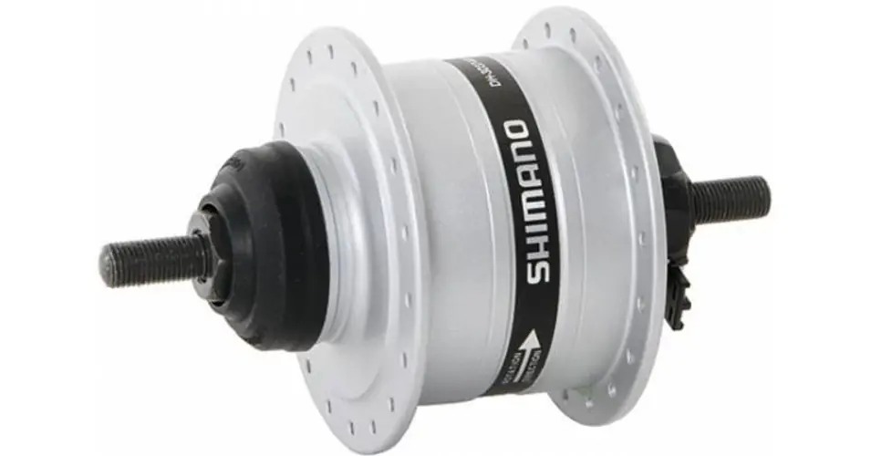 Azonnal elérhető Shimano Nexus DH-3D37 dinamós első kerékagy (agydinamó), 32H, gyorszáras, tárcsafékes (Centerlock), 6V, 3W, túlfeszültség védelemmel, ezüst színű, OEM kiszerelés