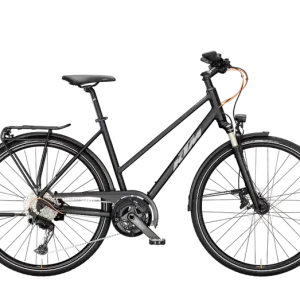 Akció KTM Life 1964 2024 női Trekking Kerékpár Black Matt (Grey+Orange) 46cm