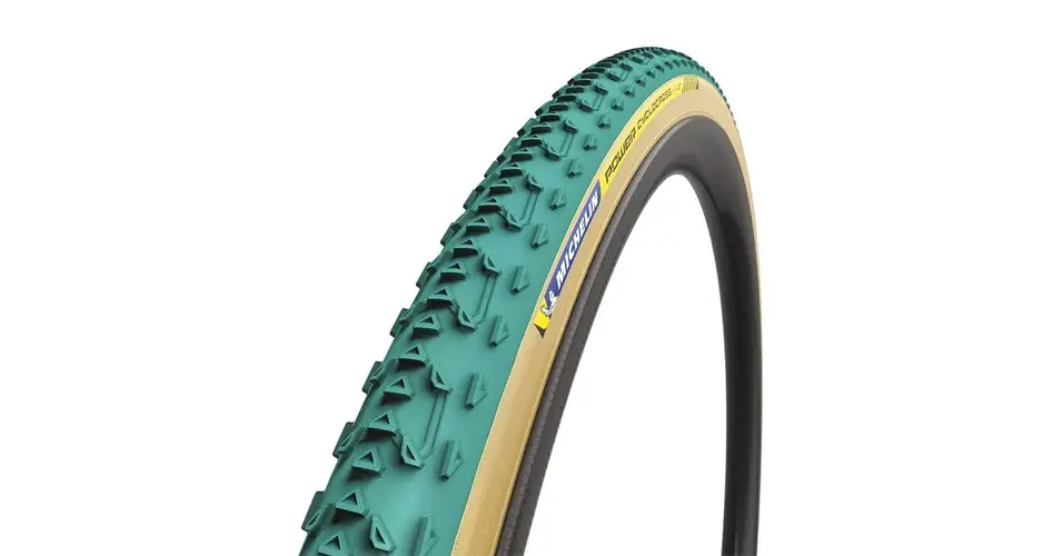 Michelin Power Cyclocross Jet TU Racing Line 622-33 (700x33c - 28x1,3) cyclo-cross szingó gumi, defektvédett, 460g, barna-türkiz Gyors kiszállítás
