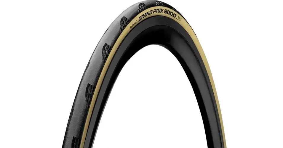 Ne maradj le Continental Grand Prix 5000 25-622 (700x25C) külső gumi (köpeny), defektvédett (VectranBreaker), kevlárperemes, Black Chili, 260g, krém oldalfal