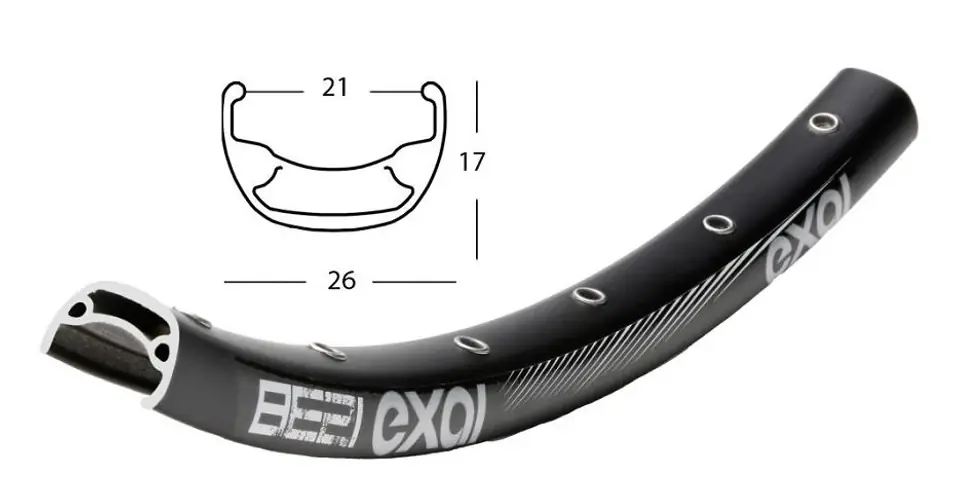 Szuper akció Exal BE21 MTB felni, 27,5 col (584x26/21 mm), 36H, tárcsafékes, fekete, matrica nélkül, 490g