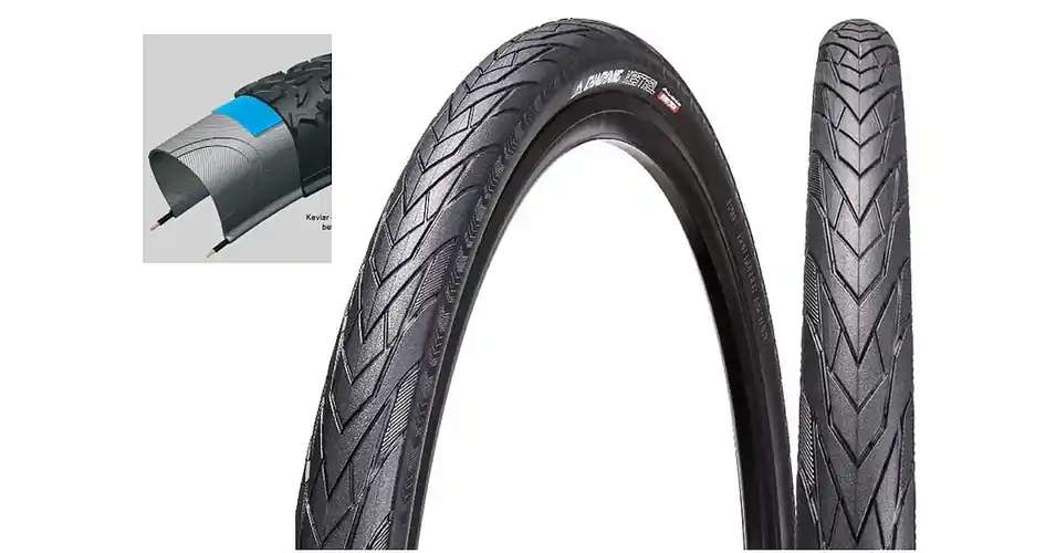 Chaoyang Kestrel H481 28x1,5 (40-622) negatív V mintás slick külső gumi (köpeny), defektvédett (Hippo Skin), reflexcsíkos, 700g, fekete Vedd meg online
