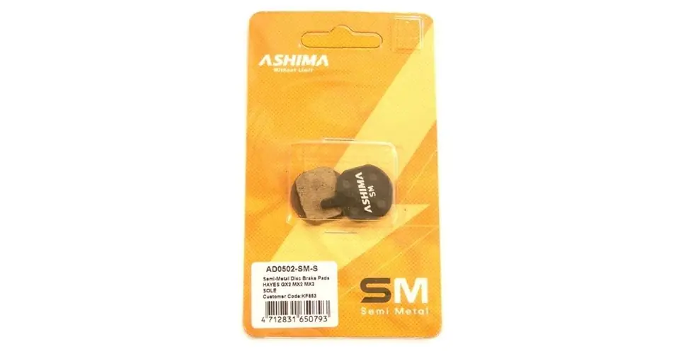 Ashima AD0502-SM-S tárcsafék betét Hayes GX2, MX2 fékekhez, acél alap, fél-fémes pofa Azonnal elérhető